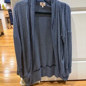 Sundry Navy and White Striped Knit Cardigan